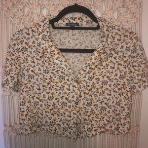Wild Fable Floral Crop Top Button Down XS